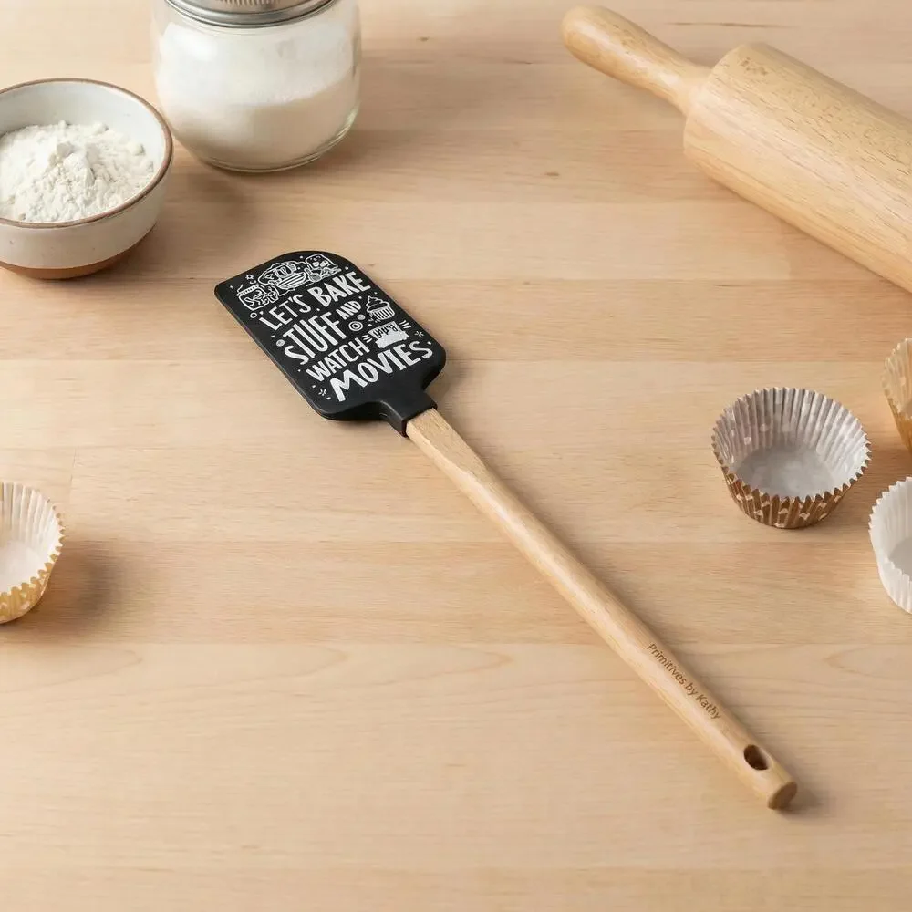 Let’s Bake Stuff and Watch Movies Silicone Spatula with Wooden Handle | Heat Re